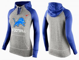 Wholesale Cheap Women\'s Nike Detroit Lions Performance Hoodie Grey & Blue_1