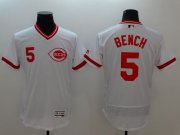 Wholesale Cheap Reds #5 Johnny Bench White Flexbase Authentic Collection Cooperstown Stitched MLB Jersey