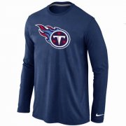 Wholesale Cheap Nike Tennessee Titans Logo Long Sleeve T-Shirt Dark Blue