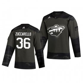 Wholesale Cheap Minnesota Wild #36 Mats Zuccarello Adidas 2019 Veterans Day Men\'s Authentic Practice NHL Jersey Camo