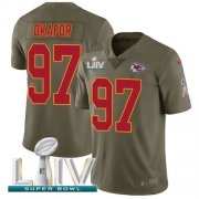 Wholesale Cheap Nike Chiefs #97 Alex Okafor Olive Super Bowl LIV 2020 Youth Stitched NFL Limited 2017 Salute To Service Jersey
