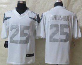 Wholesale Cheap Nike Seahawks #25 Richard Sherman White Men\'s Stitched NFL Limited Platinum Jersey