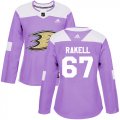 Wholesale Cheap Adidas Ducks #67 Rickard Rakell Purple Authentic Fights Cancer Women's Stitched NHL Jersey
