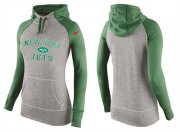 Wholesale Cheap Women's Nike New York Jets Performance Hoodie Grey & Green_1