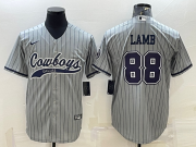Wholesale Cheap Men's Dallas Cowboys #88 CeeDee Lamb Grey With Patch Cool Base Stitched Baseball Jersey