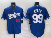 Cheap Men's Los Angeles Dodgers #99 Joe Kelly Number Blue Stitched Cool Base Nike Jerseys