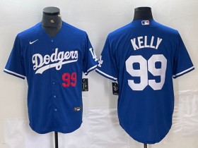 Cheap Men\'s Los Angeles Dodgers #99 Joe Kelly Number Blue Stitched Cool Base Nike Jerseys