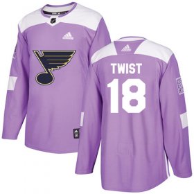 Wholesale Cheap Adidas Blues #18 Tony Twist Purple Authentic Fights Cancer Stitched NHL Jersey