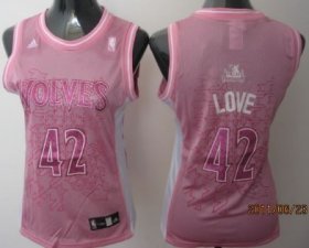 Wholesale Cheap Minnesota Timberwolves #42 Kevin Love Pink Womens Jersey
