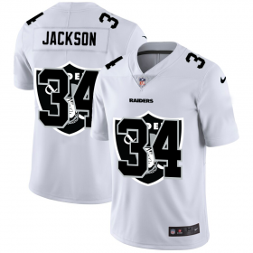 Wholesale Cheap Las Vegas Raiders #34 Bo Jackson White Men\'s Nike Team Logo Dual Overlap Limited NFL Jersey