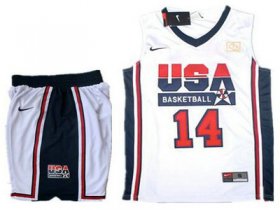 Wholesale Cheap USA Basketball Retro 1992 Olympic Dream Team 14 Charles Barkley White Basketball Suit