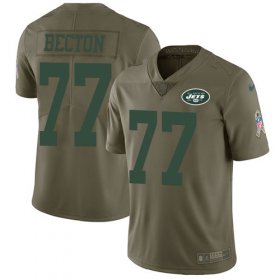 Wholesale Cheap Nike Jets #77 Mekhi Becton Olive Men\'s Stitched NFL Limited 2017 Salute To Service Jersey
