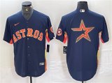 Cheap Mens Houston Astros Navy Team Big Logo With Patch Cool Base Stitched Baseball Jersey