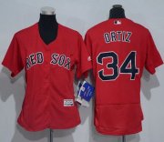 Wholesale Cheap Red Sox #34 David Ortiz Red Flexbase Authentic Women's Stitched MLB Jersey