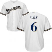 Wholesale Cheap Brewers #6 Lorenzo Cain White New Cool Base Stitched MLB Jersey