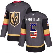 Wholesale Cheap Adidas Golden Knights #5 Deryk Engelland Grey Home Authentic USA Flag Stitched NHL Jersey