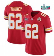 Wholesale Cheap Men’s Kansas City Chiefs #62 Joe Thuney Red Super Bowl LVII Patch Vapor Untouchable Limited Stitched Jersey