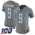 Wholesale Cheap Nike Lions #9 Matthew Stafford Gray Women's Stitched NFL Limited Rush 100th Season Jersey