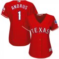 Wholesale Cheap Rangers #1 Elvis Andrus Red Alternate Women's Stitched MLB Jersey
