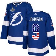 Cheap Adidas Lightning #9 Tyler Johnson Blue Home Authentic USA Flag Youth 2020 Stanley Cup Champions Stitched NHL Jersey