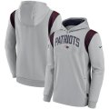 Wholesale Cheap Mens New England Patriots Gray Sideline Stack Performance Pullover Hoodie
