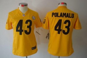 Wholesale Cheap Nike Steelers #43 Troy Polamalu Gold Women\'s Stitched NFL Limited Jersey