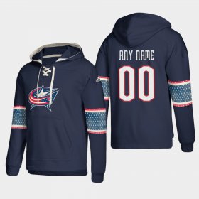 Wholesale Cheap Columbus Blue Jackets Personalized Lace-Up Pullover Hoodie Blue