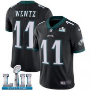 Wholesale Cheap Nike Eagles #11 Carson Wentz Black Alternate Super Bowl LII Men's Stitched NFL Vapor Untouchable Limited Jersey