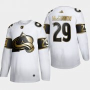 Wholesale Cheap Colorado Avalanche #29 Nathan MacKinnon Men's Adidas White Golden Edition Limited Stitched NHL Jersey