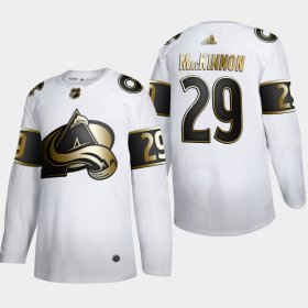 Wholesale Cheap Colorado Avalanche #29 Nathan MacKinnon Men\'s Adidas White Golden Edition Limited Stitched NHL Jersey