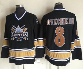 Wholesale Cheap Capitals #8 Alex Ovechkin Black CCM Throwback Stitched NHL Jersey