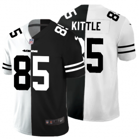 Cheap San Francisco 49ers #85 George Kittle Men\'s Black V White Peace Split Nike Vapor Untouchable Limited NFL Jersey