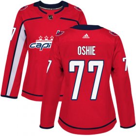Wholesale Cheap Adidas Capitals #77 T.J Oshie Red Home Authentic Women\'s Stitched NHL Jersey