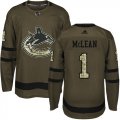 Wholesale Cheap Adidas Canucks #1 Kirk Mclean Green Salute to Service Stitched NHL Jersey