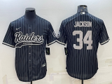Wholesale Cheap Men's Las Vegas Raiders #34 Bo Jackson Black With Patch Cool Base Stitched Baseball Jersey