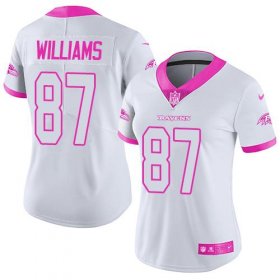 Wholesale Cheap Nike Ravens #87 Maxx Williams White/Pink Women\'s Stitched NFL Limited Rush Fashion Jersey