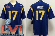 Wholesale Cheap Men's Los Angeles Rams #17 Robert Woods Limited Blue 2022 Super Bowl LVI Bound Vapor Jersey
