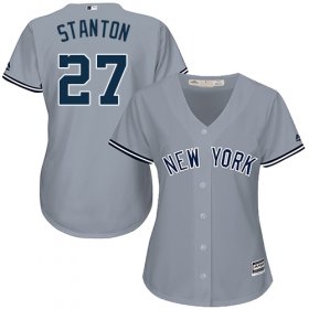 Wholesale Cheap Yankees #27 Giancarlo Stanton Grey Road Women\'s Stitched MLB Jersey