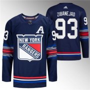 Cheap Men's New York Rangers #93 Mika Zibanejad Navy Stitched Jersey