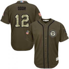 Wholesale Cheap Rangers #12 Rougned Odor Green Salute to Service Stitched Youth MLB Jersey