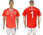 Wholesale Cheap Switzerland #1 Sommer Red Home Soccer Country Jersey
