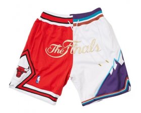 Wholesale Cheap 1997 NBA Finals Bulls x Jazz Shorts (Red-White) JUST DON By Mitchell & Ness