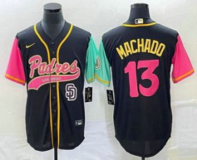 Wholesale Cheap Men\'s San Diego Padres #13 Manny Machado Black NEW 2023 City Connect Cool Base Stitched Jersey