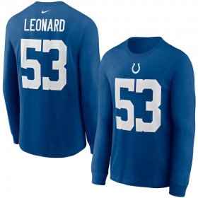 Wholesale Cheap Indianapolis Colts #53 Darius Leonard Nike Player Name & Number Long Sleeve T-Shirt Royal