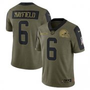 Wholesale Cheap Men's Cleveland Browns #6 Baker Mayfield Nike Olive 2021 Salute To Service Limited Player Jersey