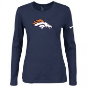 Wholesale Cheap Women's Nike Denver Broncos Of The City Long Sleeve Tri-Blend NFL T-Shirt Dark Blue