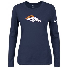 Wholesale Cheap Women\'s Nike Denver Broncos Of The City Long Sleeve Tri-Blend NFL T-Shirt Dark Blue