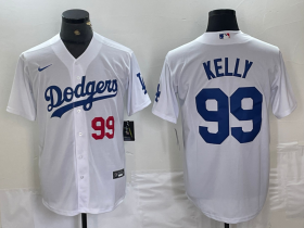 Cheap Men\'s Los Angeles Dodgers #99 Joe Kelly Number White Stitched Cool Base Nike Jerseys
