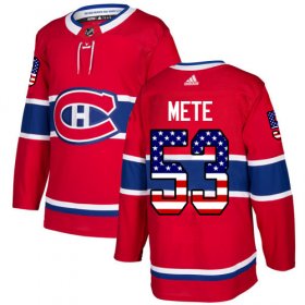 Wholesale Cheap Adidas Canadiens #53 Victor Mete Red Home Authentic USA Flag Stitched NHL Jersey