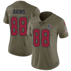 Wholesale Cheap Nike Texans #88 Jordan Akins Olive Women\'s Stitched NFL Limited 2017 Salute To Service Jersey